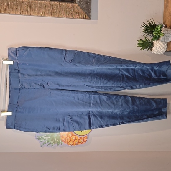 Torrid - Relaxed Taper Satin Cargo Pant in Blue Horizon​​​​ - Picture 2 of 12